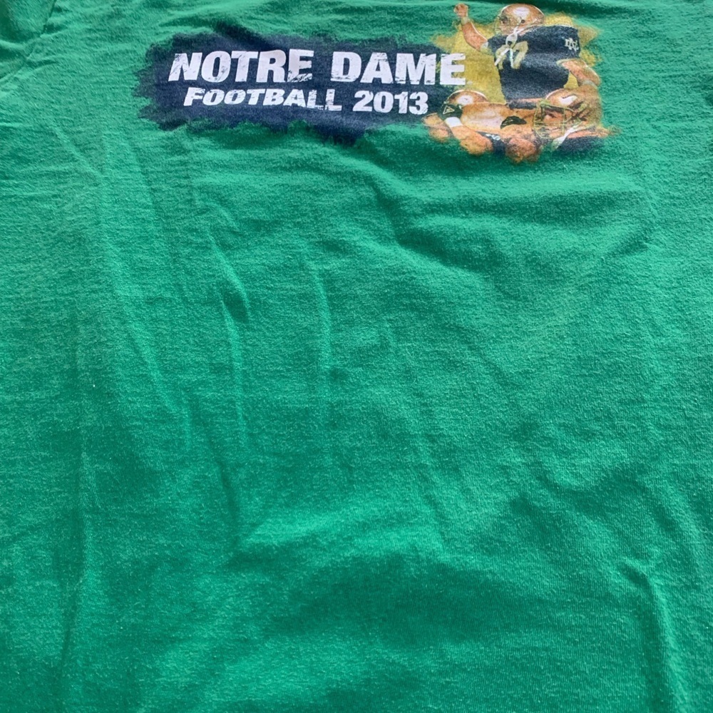 Notre Dame Football Green 'We Rise to Victory' Football T-Shirt Unisex - Picture 7 of 9